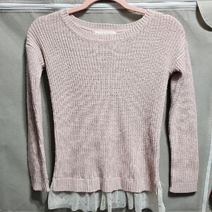 Pink Republic Light Pink Sweater with Sheer Hem